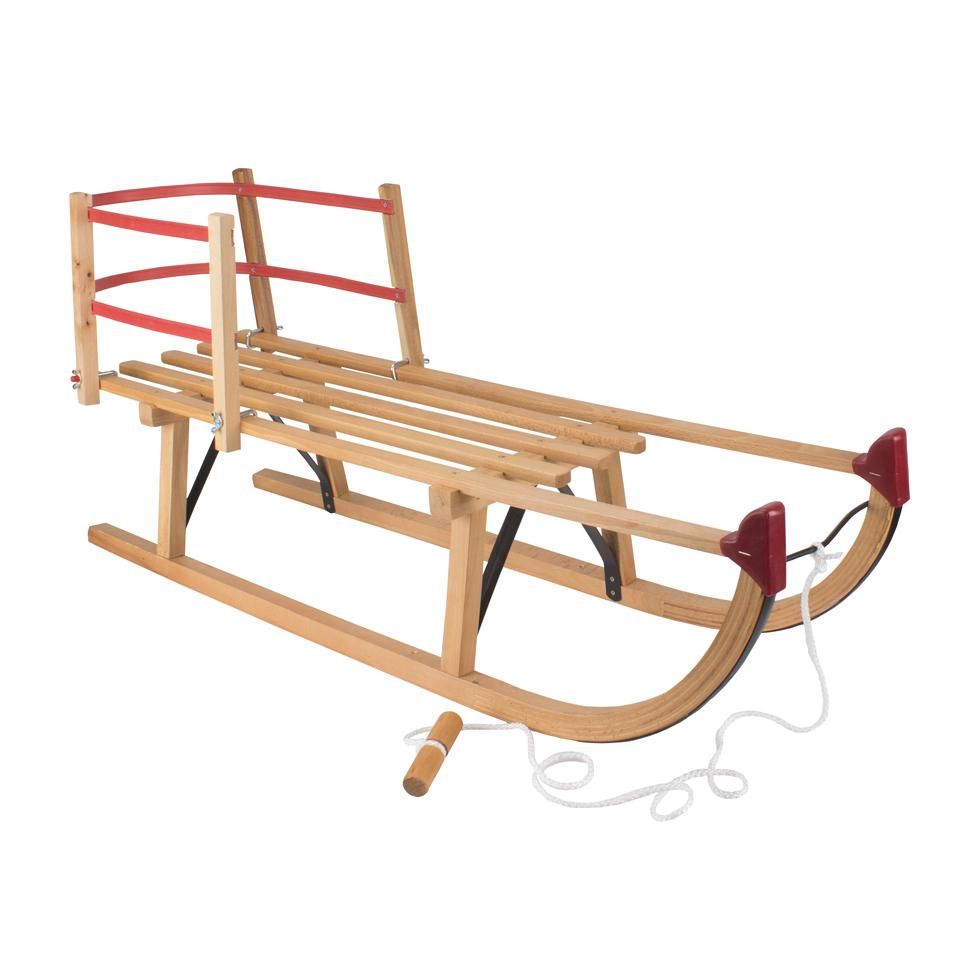 Nijdam Slede Hout - Davos 100 cm - + Rugleuning + Trekkoord - Blank - 100
