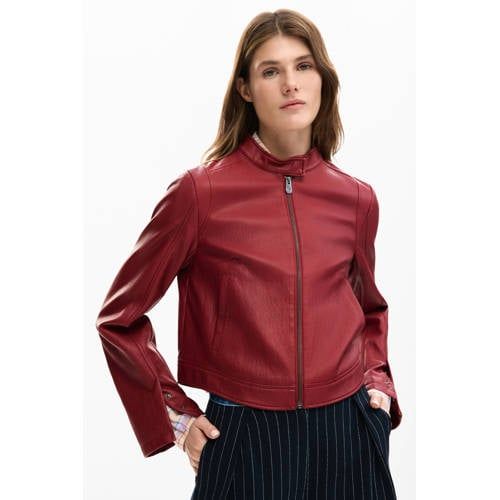 Desigual imitatieleren leren jas rood
