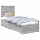 vidaXL - Cadre de lit - Gris - Sonoma - et - Argent - 70 - x - 190 - cm - Bois - traité
