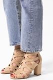 Sacha Beige suède opengewerkte sandalen met hak - Maat 42