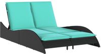 vidaXL Ligbed met kussens zwart 114x205x73 cm poly rattan
