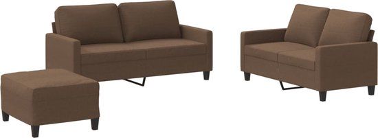 vidaXL 4-delige Loungeset met kussens stof bruin