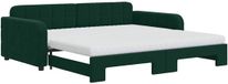 vidaXL Slaapbank onderschuifbed matrassen 100x200cm velours donkergroen