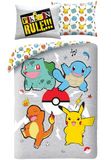 Pokémon Pokemon Rules beddengoedset, dekbedovertrek 140 x 200 cm + kussensloop, met Pikachu, Bulbizarre, Salamèche en Carapuce