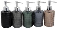 HomeLine Set van 5 stuks - Zeepdispenser - Zeeppompje van glas - 330ML - 7,3cm x H=18cm - Met verchroomd pompje - Geleverd in 5 verschillende kleuren - Ideaal voor badkamer / keuken / toilet / caravan