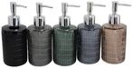 HomeLine Set van 5 stuks - Zeepdispenser - Zeeppompje van glas - 330ML - 7,3cm x H=18cm - Met verchroomd pompje - Geleverd in 5 verschillende kleuren - Ideaal voor badkamer / keuken / toilet / caravan