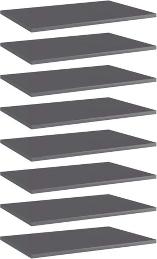 vidaXL Wandschappen - 8 st - 60x40x1,5 cm - bewerkt hout - hoogglans grijs