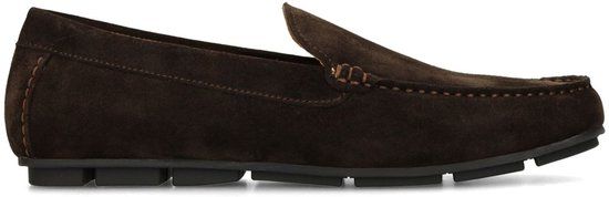 Manfield Heren Donkerbruine Suède Loafers Maat 40
