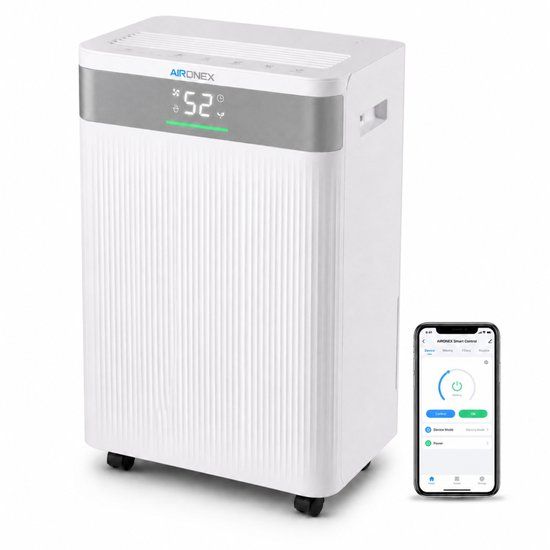 Aironex Luchtontvochtiger - 20L/dag - Stil - Woonkamer, Slaapkamer, Badkamer - Vochtvreter - Wit
