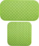 MSV Douche/bad anti-slip matten set badkamer - rubber - 2x stuks - limegroen - 2 formaten