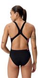 Speedo Dames Badpak Placement Printed Powerback Zwart/Blauw