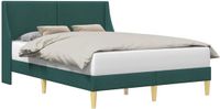vidaXL Bedframe Effen met hoofdeinde Donkergroen Stof Tweepersoons