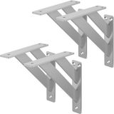 ML-design Set van 2 muurbeugels Plankdrager 180 x 180 mm Zilver Aluminium