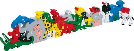 SFC Toys Houten puzzel - Dieren Letters en nummers - Kinderpuzzel 2 jaar