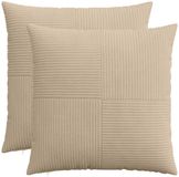 vidaXL Kussensloop - 2 stuks - ALMELO - Taupe - 70 x 70 cm - Corduroy