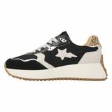 British Knights Fable Dames Sneakers Laag Zwart/Gebroken wit/Zilver/Panterprint Maat 39