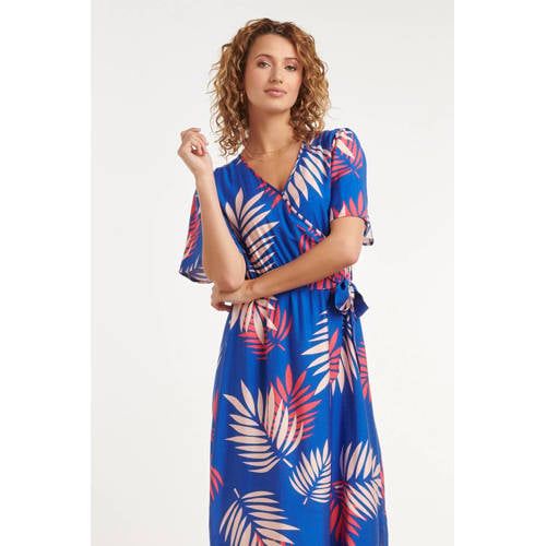Smashed Lemon rayon midi jurk - blauw