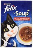 Purina Felix Soup Kat lekkere keuze met rundvlees, met kip, met lam - 48 zakjes van elk 48 g