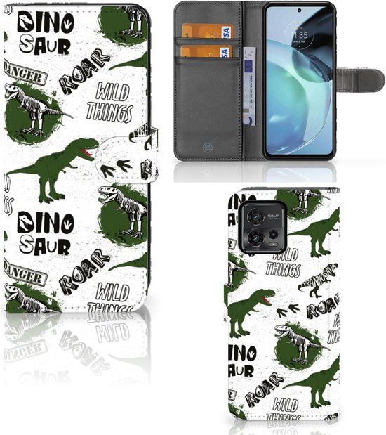 Motorola Moto G72 Dinosaurus Book Case Telefoonhoesje met Pasjes (3 kaarten) - B2Ctelecom
