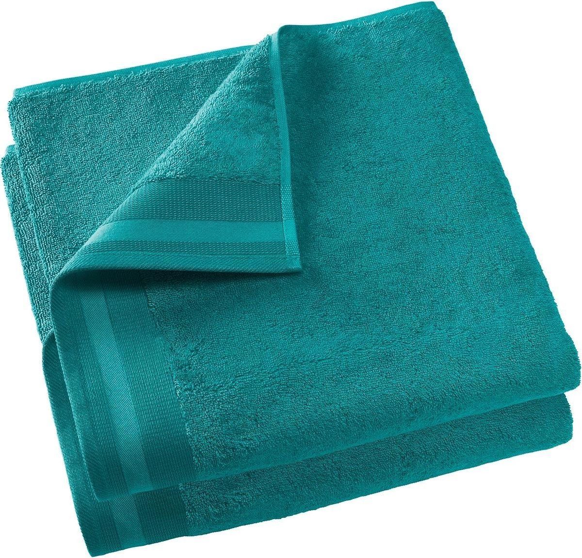 De Witte Lietaer Contessa Douchelaken - 70x140 cm - Lake Green - Set van 2