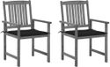 VidaXL Tuinstoelen 2 st met kussens massief acaciahout grijs