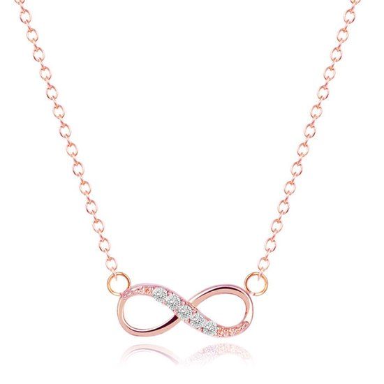 LGT JWLS Lookinggoodtoday Hippe dames ketting Infinity Zircon Rosegoudkleurig