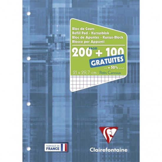 Clairefontaine schrift met perforatierand, ft A4, gelinieerd 5x5