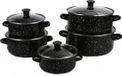 Herzberg Cooking 10-delige Geëmailleerde Keukenkookpot en Braadpan met Glazen Deksel