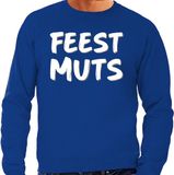 Bellatio Decorations Shoppartners Bv Feest muts sweater / trui blauw met witte letters voor heren - fun tekst truien / grappige sweaters L