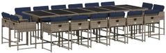 vidaXL 17-delige tuinset met kussens, grijs, polyrotan