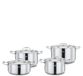 Spring Gourmet 4-delige pannenset met deksel, meerlaags roestvrij staal 18/0 buiten, 18/10 binnen met aluminium kern, geschikt voor inductie, ovenbestendig, kookgerei, vaatwasmachinebestendig
