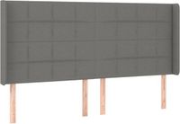 VidaXL Hoofdbord met randen 163x16x118/128 cm stof donkergrijs