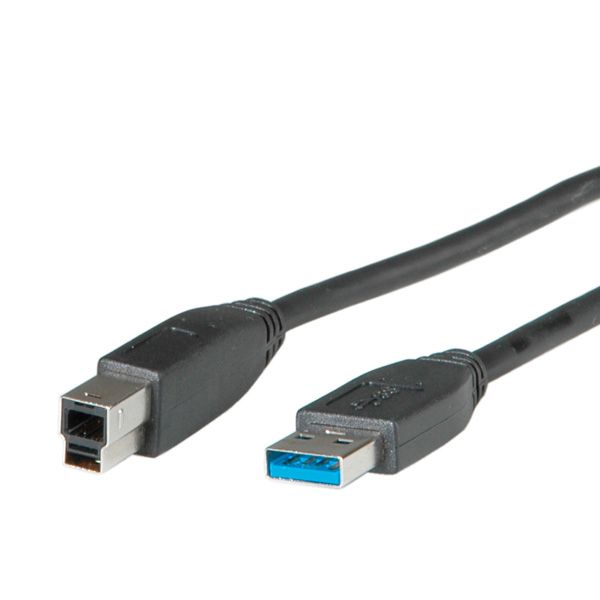 ROLINE USB 3.0 kabel, type A-B 0,8m - Zwart