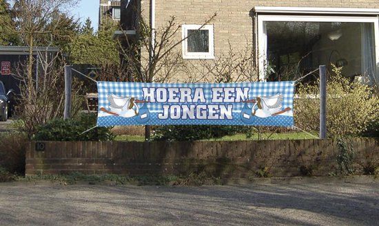 Folat Streetbanner Hoera een jongen Blauw Papier
