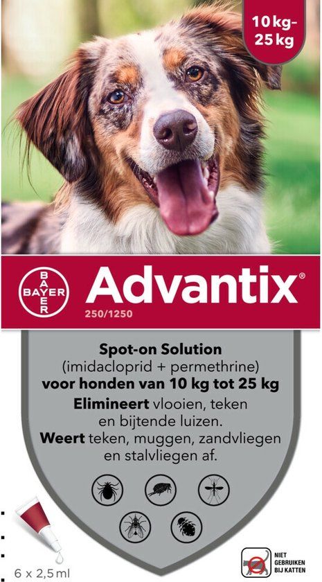 Bayer Advantix Vlooien & Teken Pipetten - Hond 10 tot 25kg - 6 stuks