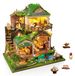 Maison de poupée miniature à construire soi-même, maison de forêt verte avec éclairage LED