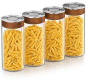 Arendo Pots de conservation, Set de 4, 1300 ml, Verre borosilicaté, Couvercle à clic sous vide, Acier inoxydable