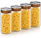 Arendo Pots de conservation, Set de 4, 1300 ml, Verre borosilicaté, Couvercle à clic sous vide, Acier inoxydable