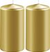 Enlightening Candles 2x Metallic gouden cilinderkaarsen/stompkaarsen 6 x 8 cm 27 branduren - Geurloze kaarsen metallic goud - Woondecoraties