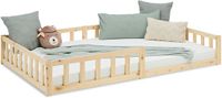 Homestyle4u Kinderbed 120x200 cm - Vloerbed met valbeveiliging - Natuur