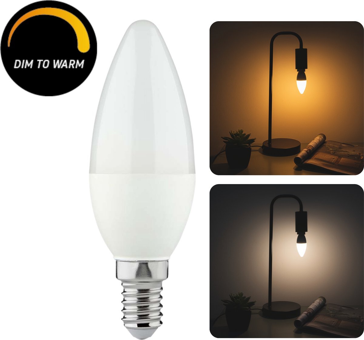Proventa Proventa® Dimbare LED Lamp E14 Kaars - Dimbaar naar extra warm wit - 5.5W vervangt 40W