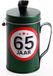 Shoppartners Spaarpot - 65 jaar geworden thema - verjaardag cadeau - Blik met sticker van 9 cm - blik in groen
