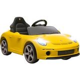Voiture électrique pour enfants de 3 à 5 ans, télécommandée, avec musique, klaxon, port USB et ceinture de sécurité, jaune.