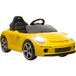 Voiture électrique pour enfants de 3 à 5 ans, télécommandée, avec musique, klaxon, port USB et ceinture de sécurité, jaune.