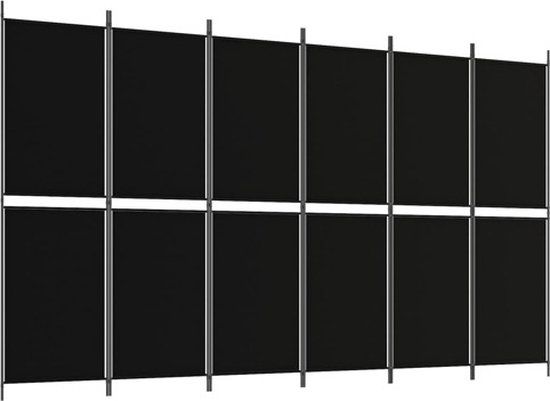 vidaXL Kamerscherm met 6 panelen 300x180 cm stof zwart