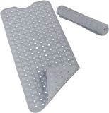 Relaxdays Antislipmat bad - 97 x 39 cm - met zuignappen - grijs