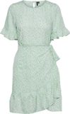 VERO MODA Dames Kort Bloemig Omslag Jurk Korte Mouw Ronde Hals Mini Jurk Dij-Lengte VMHENNA