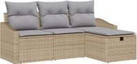 vidaXL Bankstel 2-zits Polyrattan Beige/Lichtgrijs