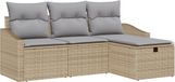 vidaXL Bankstel 2-zits Polyrattan Beige/Lichtgrijs
