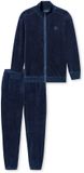 Schiesser Pyjama lang Heren Effen Lange mouw Katoen/Polyester Deep Sea Blue Maat 48